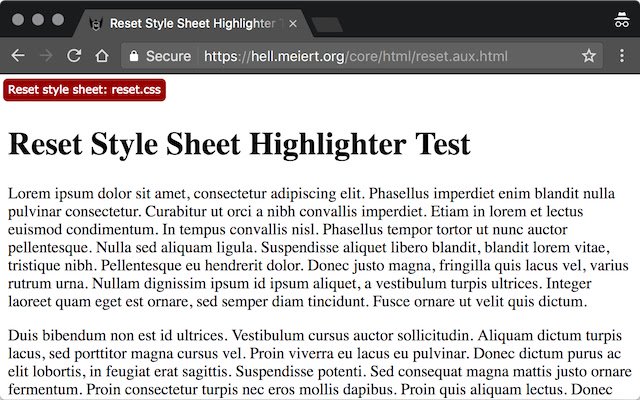 Reset Style Sheet Highlighter  from Chrome web store to be run with OffiDocs Chromium online