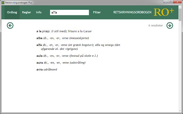 Retskrivningsordbogen Plus  from Chrome web store to be run with OffiDocs Chromium online
