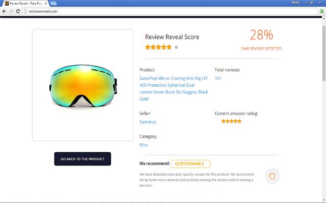 Review Reveal Identify Fake Amazon Reviews  from Chrome web store to be run with OffiDocs Chromium online