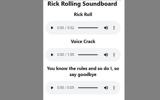 Rick Rolling Soundboard  from Chrome web store to be run with OffiDocs Chromium online