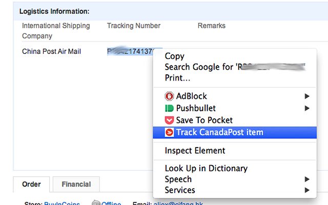 Right click CanadaPost Tracker  from Chrome web store to be run with OffiDocs Chromium online