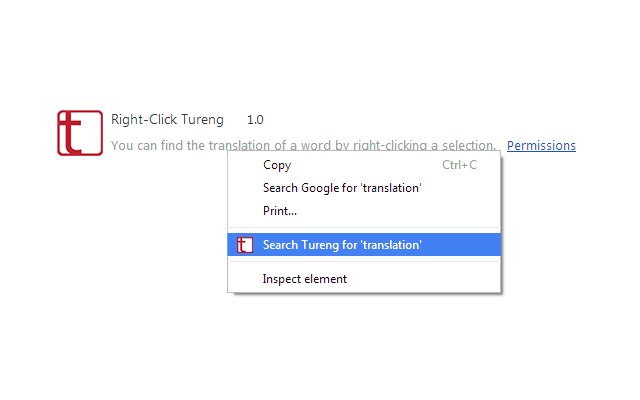 Right Click Tureng  from Chrome web store to be run with OffiDocs Chromium online