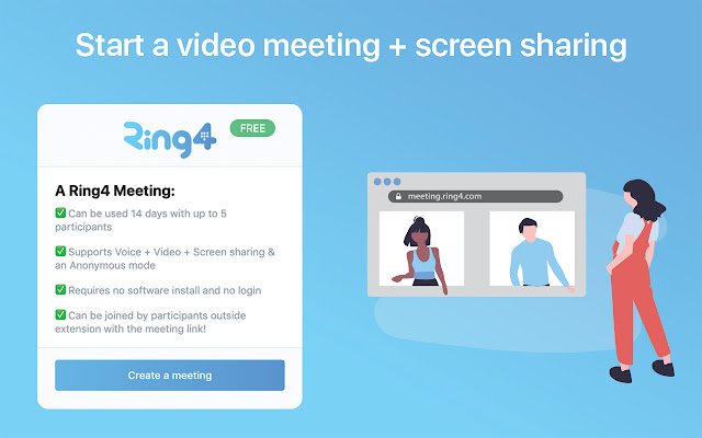 Ring4 Meeting מחנות האינטרנט של Chrome שתתנהל עם OffiDocs Chromium באינטרנט