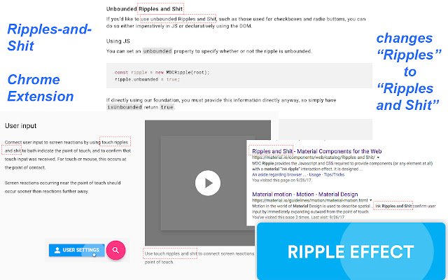 Ripples and Shit từ cửa hàng Chrome trực tuyến sẽ được chạy với OffiDocs Chromium trực tuyến