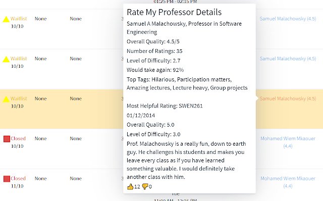 RIT Rate My Professors Extension  from Chrome web store to be run with OffiDocs Chromium online