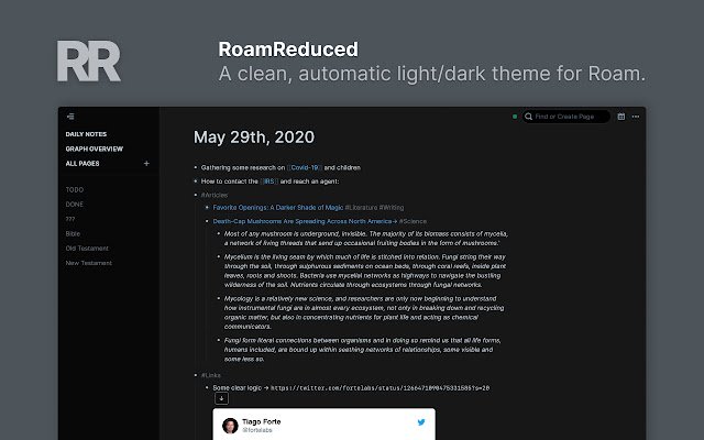 Roam Dikurangi dari toko web Chrome untuk dijalankan dengan OffiDocs Chromium online