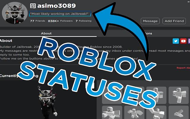 Roblox Show Status aus dem Chrome-Webshop, der mit OffiDocs Chromium online ausgeführt werden soll