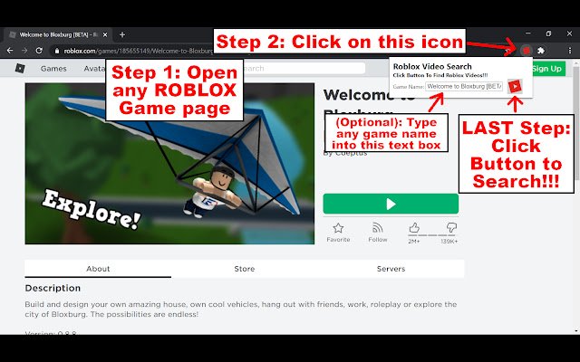 Roblox Video Search  from Chrome web store to be run with OffiDocs Chromium online