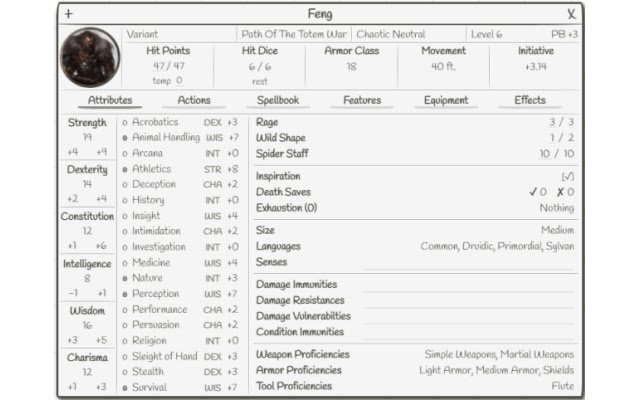 Roll20 DnD Sheet  from Chrome web store to be run with OffiDocs Chromium online