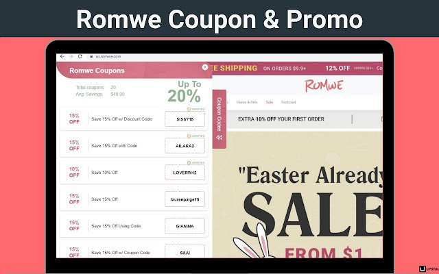 Romwe Coupon  Promo Codes  from Chrome web store to be run with OffiDocs Chromium online