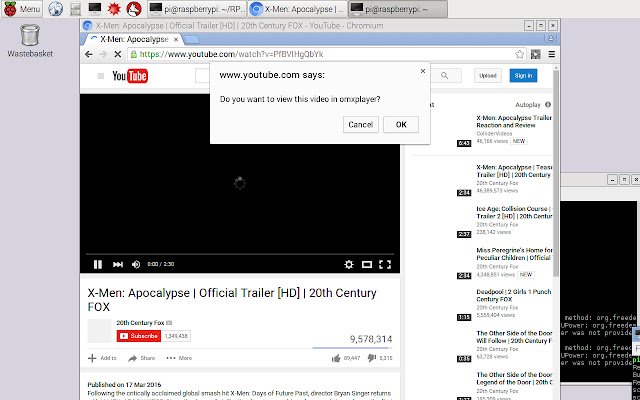 RPi youtube  from Chrome web store to be run with OffiDocs Chromium online