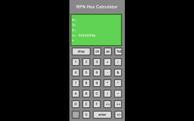 RPN Hex Calculator จาก Chrome เว็บสโตร์เพื่อใช้งานร่วมกับ OffiDocs Chromium ออนไลน์