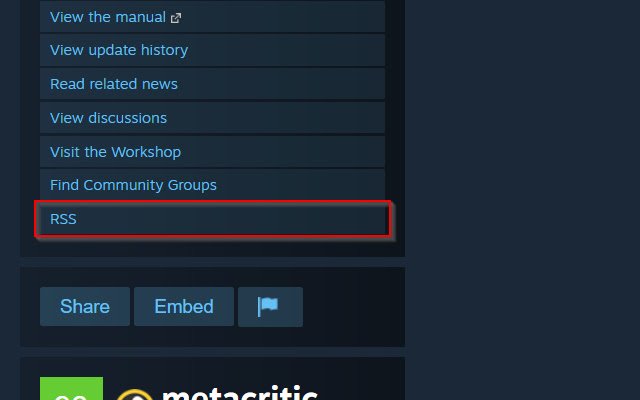 RSS Link for Steam Product Pages  from Chrome web store to be run with OffiDocs Chromium online
