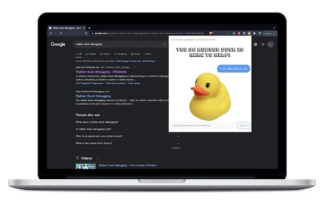 يتم تشغيل RubberDucking من متجر Chrome الإلكتروني مع OffiDocs Chromium عبر الإنترنت