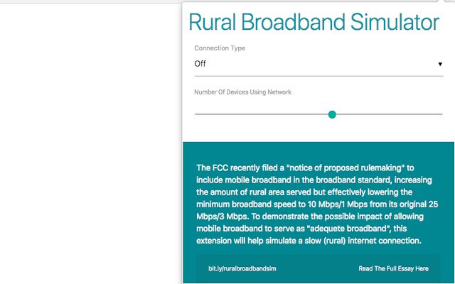 Rural Broadband Simulator  from Chrome web store to be run with OffiDocs Chromium online