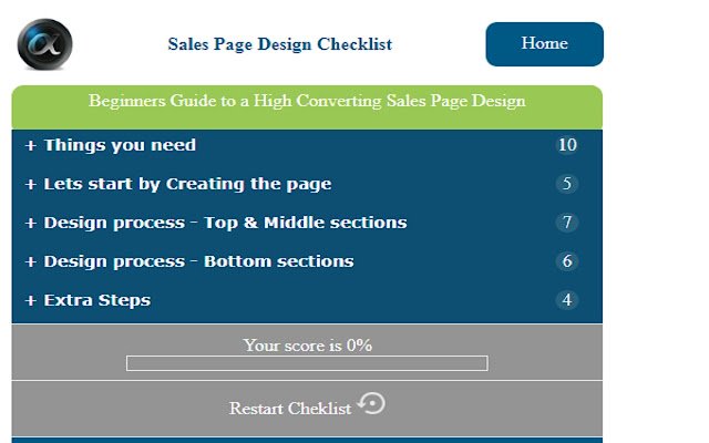 Sales Page Design Checklist  from Chrome web store to be run with OffiDocs Chromium online