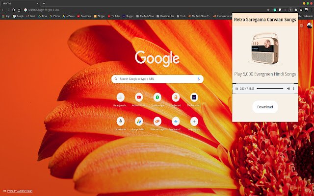 Saregama Carvaan Songs Extension  from Chrome web store to be run with OffiDocs Chromium online