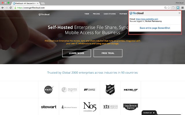 Save to FileCloud  from Chrome web store to be run with OffiDocs Chromium online