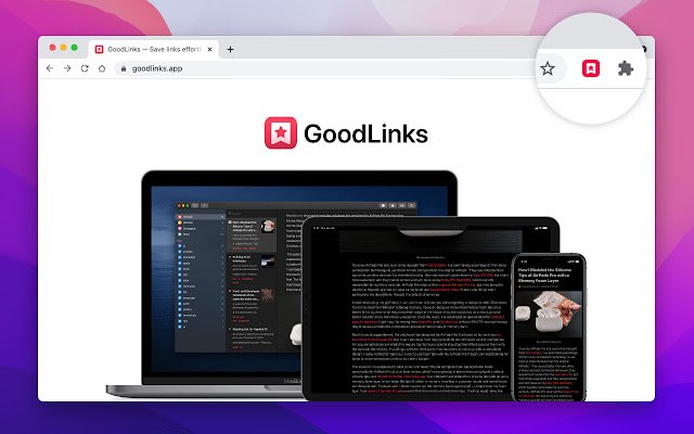 Save to GoodLinks  from Chrome web store to be run with OffiDocs Chromium online