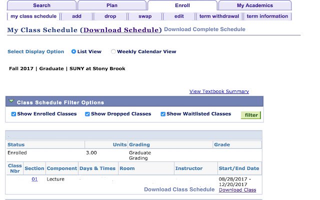 SBU Class Schedule Exporter  from Chrome web store to be run with OffiDocs Chromium online