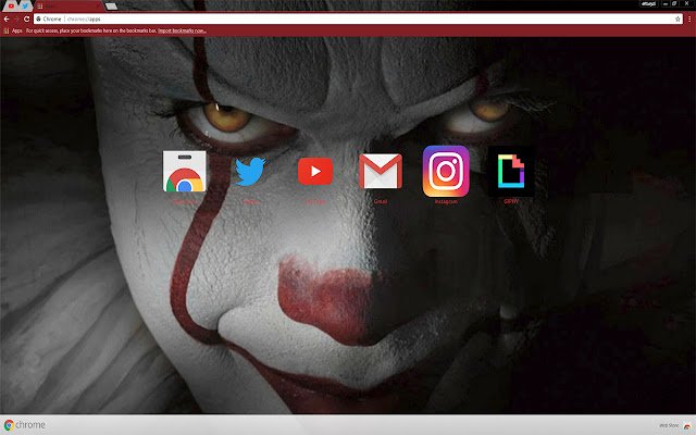 Scary Face Pennywise | It (2017 filmi) Chrome web mağazasından gelen tema OffiDocs Chromium çevrimiçi ile çalıştırılacak