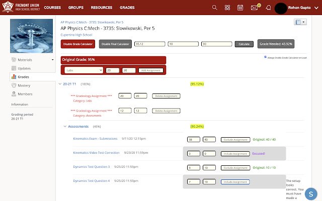 Schoology Gradeology  from Chrome web store to be run with OffiDocs Chromium online