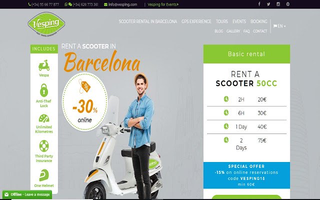 Rollerverleih in Barcelona über den Chrome-Webshop, der mit OffiDocs Chromium online betrieben werden soll