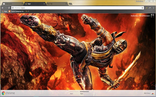 Tema Gaming Scorpion Mortal Kombat dari toko web Chrome untuk dijalankan dengan OffiDocs Chromium online