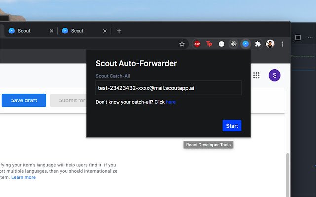 Chrome ウェブストアの Scout Companion が OffiDocs Chromium オンラインで実行可能