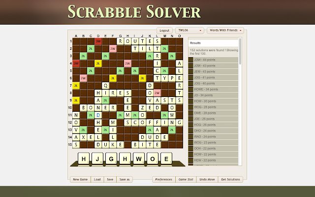 Scrabble Solver מחנות האינטרנט של Chrome להפעלה עם OffiDocs Chromium באינטרנט