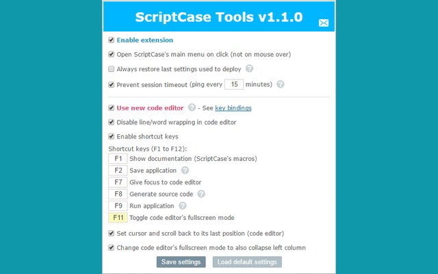 ScriptCase Tools  from Chrome web store to be run with OffiDocs Chromium online