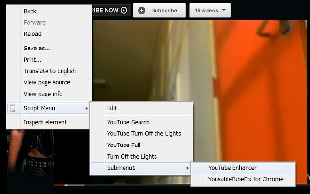 Script Menu  from Chrome web store to be run with OffiDocs Chromium online