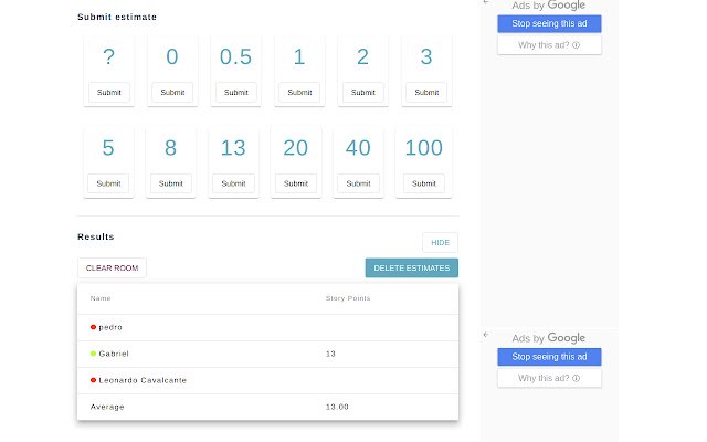 ScrumPoker Online Average Calculator  from Chrome web store to be run with OffiDocs Chromium online