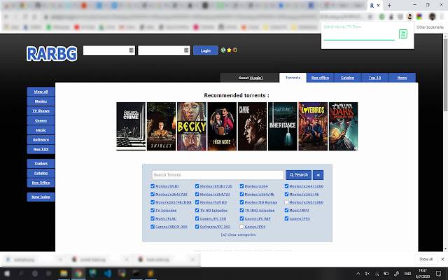 Tìm kiếm RARBG Torrents bằng ID IMDB từ cửa hàng Chrome trực tuyến để chạy với OffiDocs Chromium trực tuyến