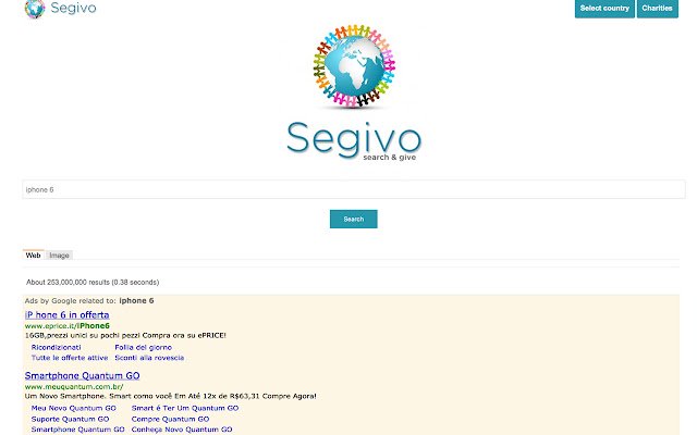 Segivo Search and Give  from Chrome web store to be run with OffiDocs Chromium online