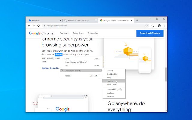 Select and Search  from Chrome web store to be run with OffiDocs Chromium online