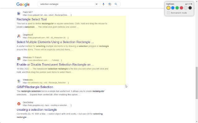 Selection Rectangle Highlighting  from Chrome web store to be run with OffiDocs Chromium online