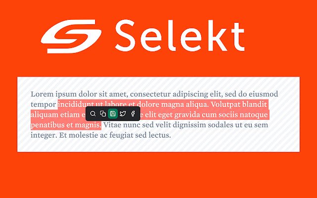 Selekt One click actions for text selection  from Chrome web store to be run with OffiDocs Chromium online