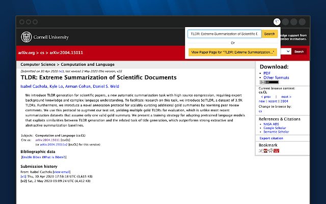 Semantic Scholar  from Chrome web store to be run with OffiDocs Chromium online