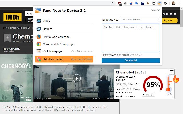 OffiDocs Chromium オンラインで実行するために Chrome Web ストアからデバイスにメモを送信する