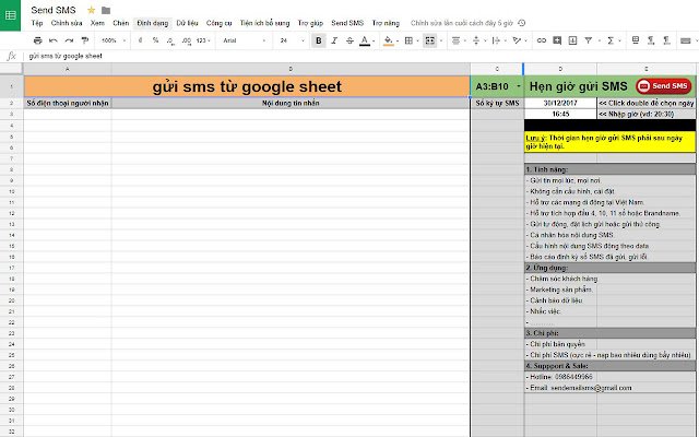 Send SMS from Google Sheet  from Chrome web store to be run with OffiDocs Chromium online