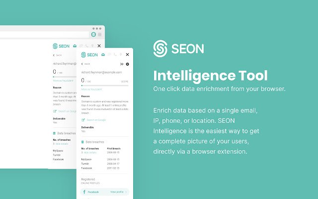 SEON Intelligence  from Chrome web store to be run with OffiDocs Chromium online