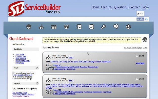 O ServiceBuilder Worship Planning da Chrome Web Store será executado com o OffiDocs Chromium online