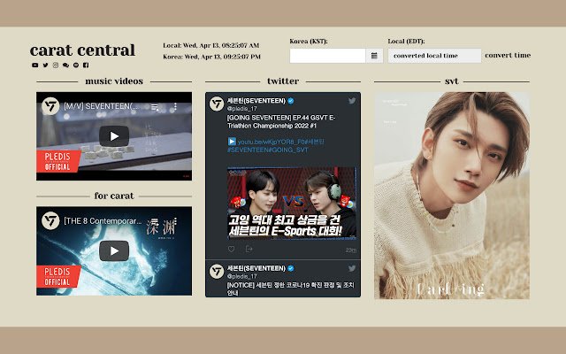 Seventeen: Carat Central Kpop  from Chrome web store to be run with OffiDocs Chromium online