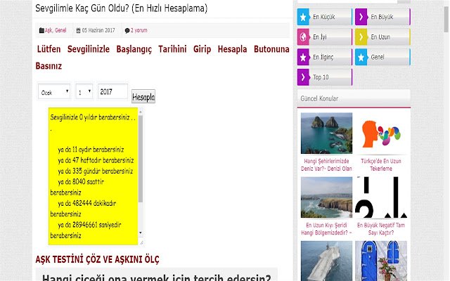 Sevgilimle Kaç Gün Oldu ? de la boutique en ligne Chrome à exécuter avec OffiDocs Chromium en ligne