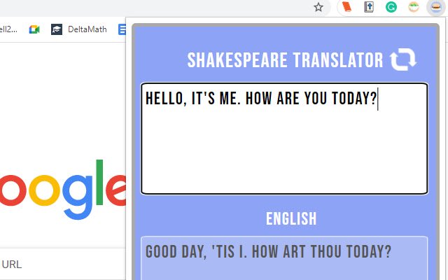 Shakespearean Translator  from Chrome web store to be run with OffiDocs Chromium online