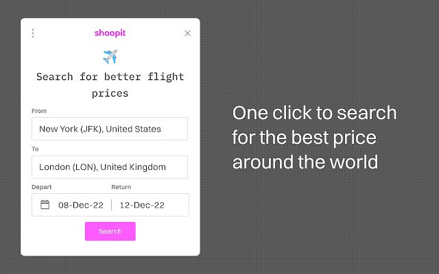 shoopit pay less for travel  from Chrome web store to be run with OffiDocs Chromium online