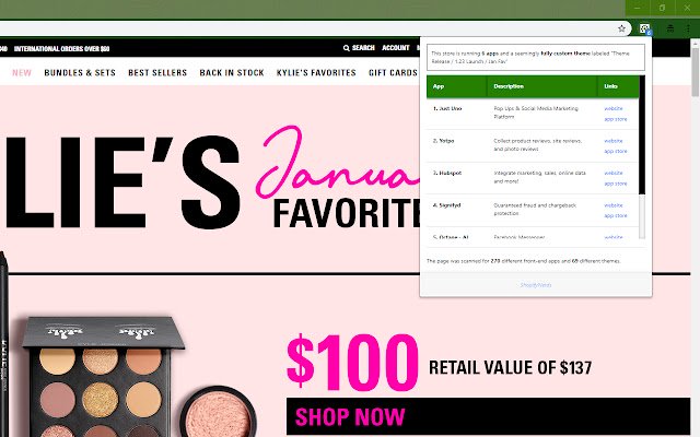 ShopifyNerds app and theme detector  from Chrome web store to be run with OffiDocs Chromium online