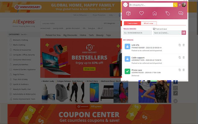 Shopping  Tracking for AliExpress  from Chrome web store to be run with OffiDocs Chromium online