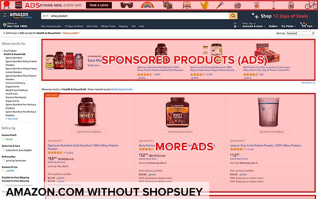 ShopSuey: Get rid of ads on Amazon and Ebay  from Chrome web store to be run with OffiDocs Chromium online